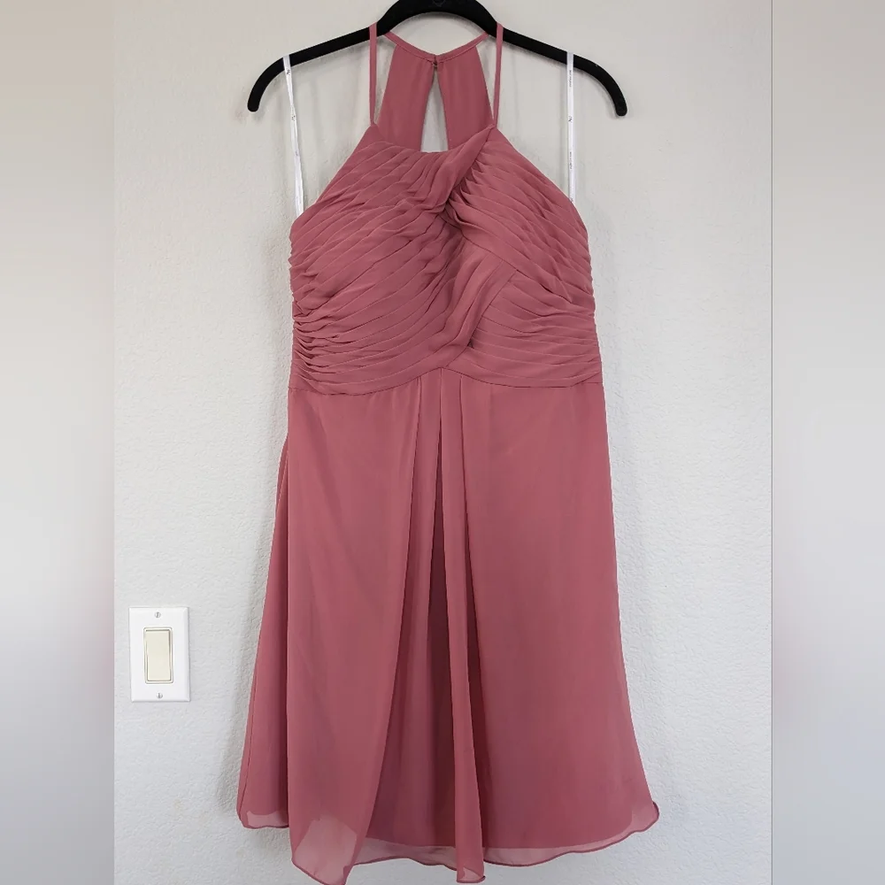 AW Bridal Becky Bridesmaid Prom Wedding Guest Midi Date Dress,10, Rose - Picture 3 of 8